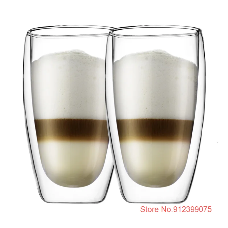 2 Pcs 450ml Most Superior Cup Double Wall Beer Mug Bodum Vacuum Insulated Anti-scald Latte Cappuccino Coffee Drink Juice Teacup