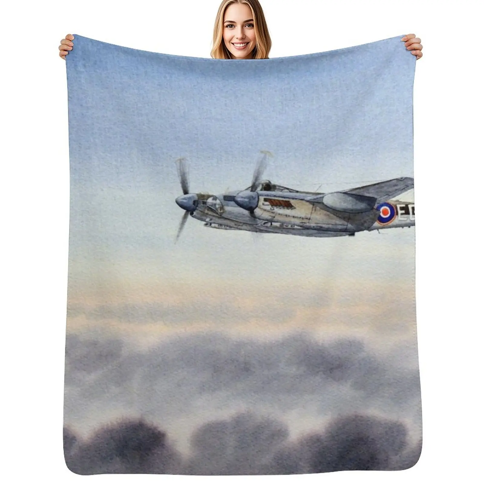 Mosquito Aircraft Throw Blanket Warm Accent Blanket for Living Room Decoration