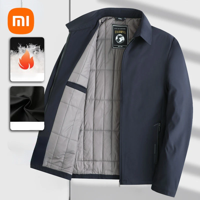 Xiaomi Autumn Winter Jacket Men Lambswool Warm Thicken Jacket Waterproof Jogging Casual Coat Men Fashion Loose Grey Parke Jacket