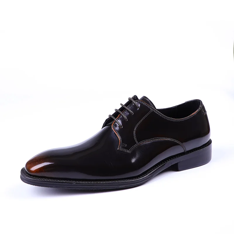 

Black / Deep Brown Business Shoes Genuine Leather Derby Wedding Shoes Male Prom Shoes