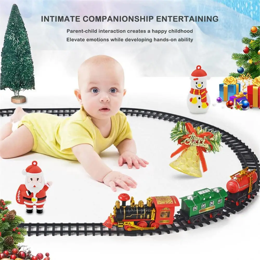 Electric Railway Train Battery Powered Assemble Freely 1 Set For 3 Years Old And Above Christmas Decoration Railway Toys Durable