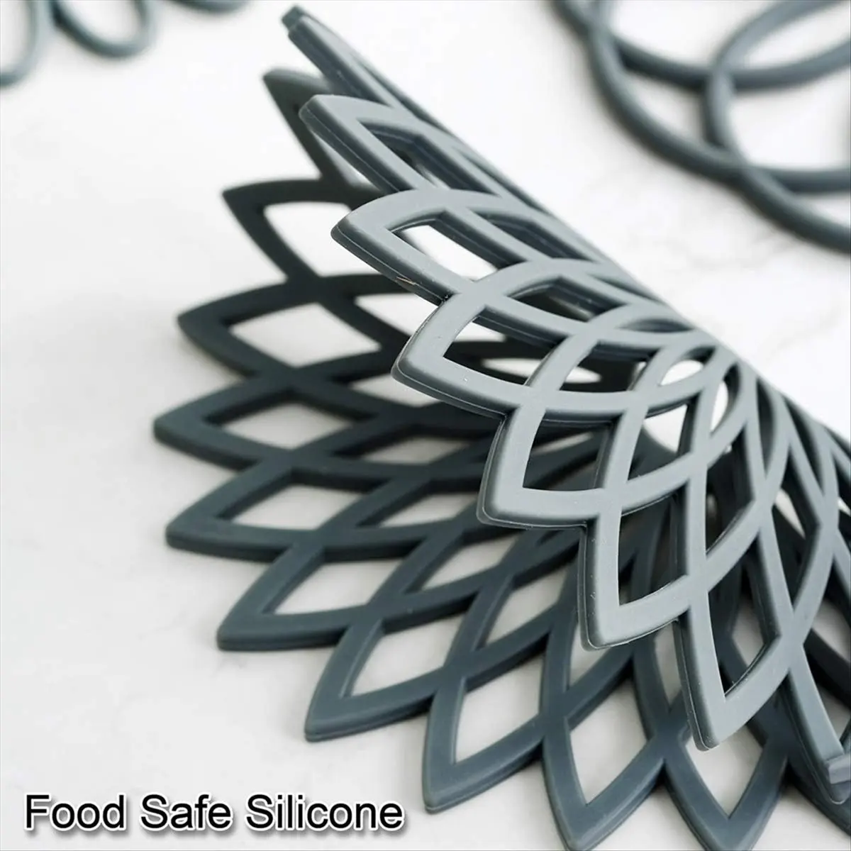 N14R Top 3PCS Silicone Trivet Mat - Non-Slip & High Temperature Resistance Kitchen Hot Pads for Table & Countertop