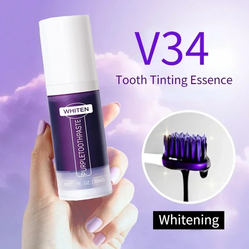 Dentifrice violet pour le blanchiment des dents, élimine la plaque dentaire, hygiène buccale, outils dentaires, haleine fraîche, beauté, soins de santé, livres SAF, V34