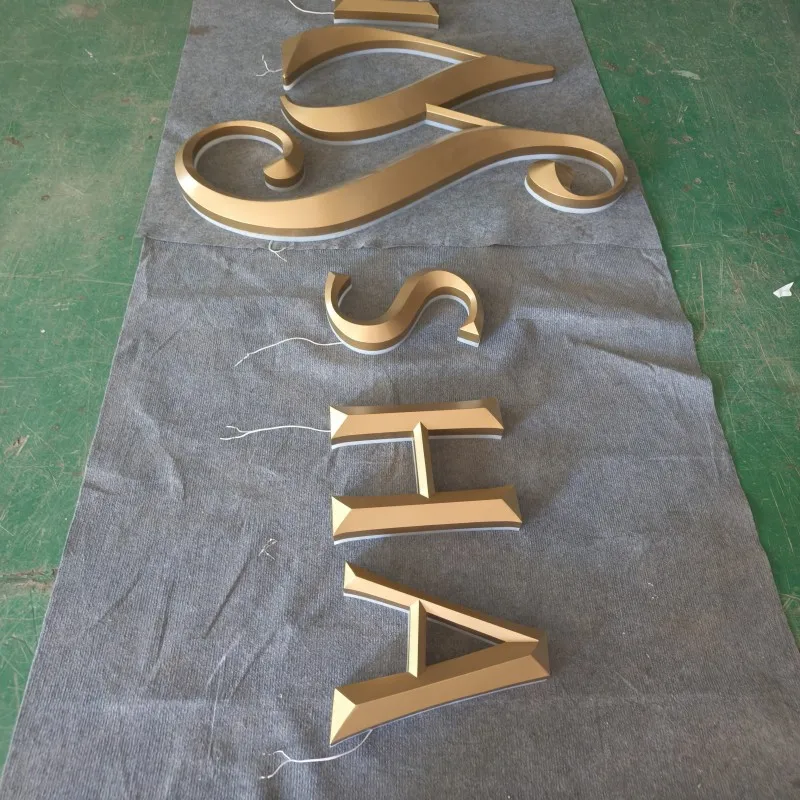 Custom made outdoor use 3D back lighted stainless steel channel letter signs for shop name, store signs logo