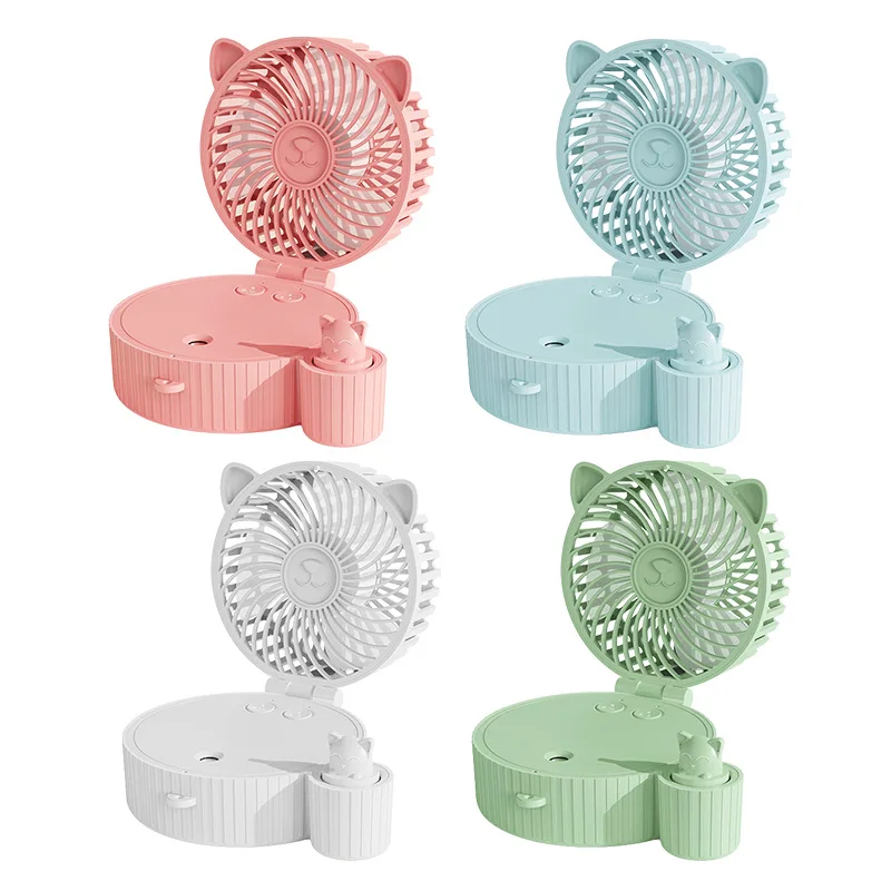 Portable Hand Fan Mini Spray Fan Handheld Folding Desk Cold Fan USB Charging Mini Lazy Water Mist Fan Neck Fan G511