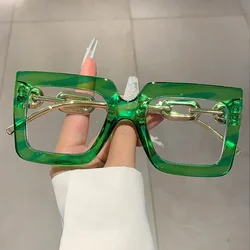 KAMMPT Oversized Square Eyeglasses Women 2023 Stylish Blue Light Blocking Eyewear Trendy Vintage Design Optical Computer Glasses
