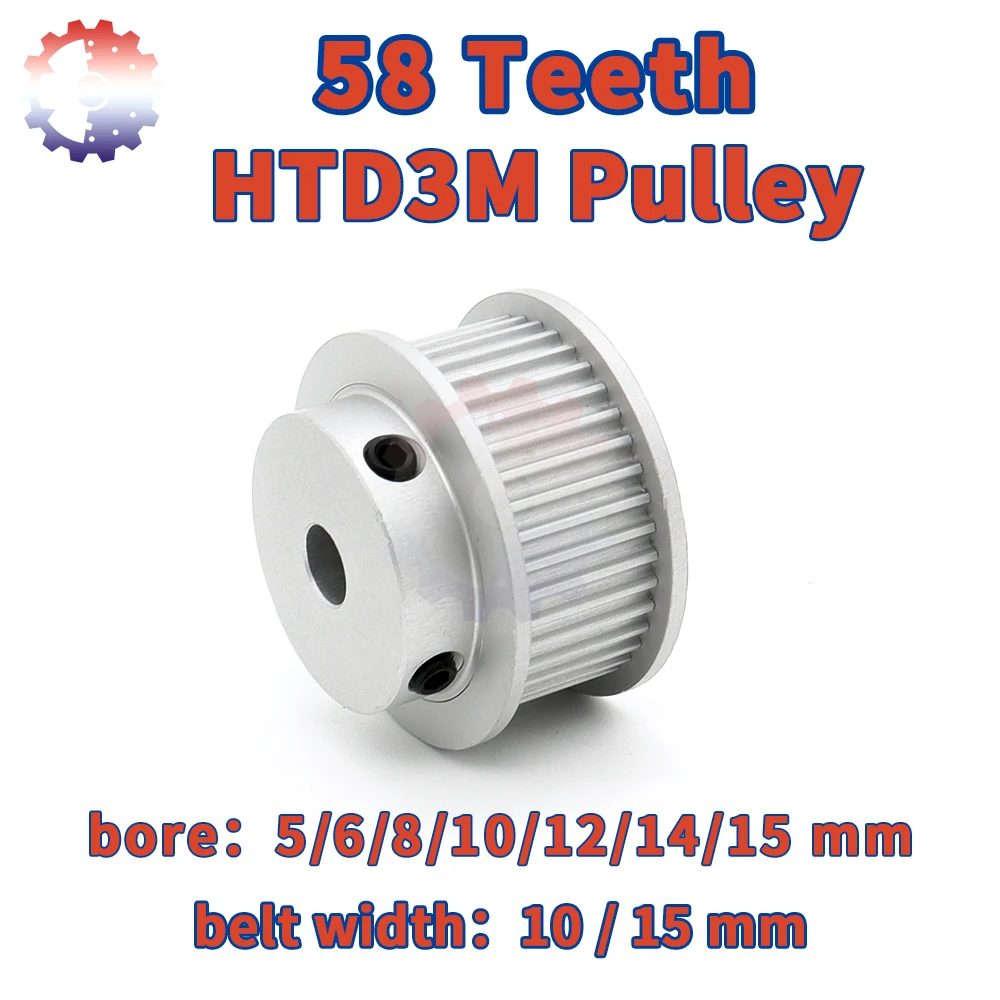 

58Teeth HTD3M Timing Pulley 3M Pulley 58T 58 Teeth Belt Width 10 15mm Bore 5/6/8~14/15mm HTD 3M Synchronous Wheel 3M Belt Pulley