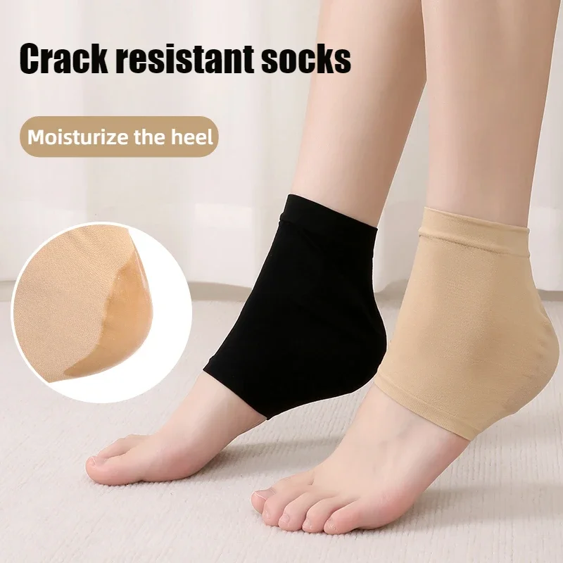 Heel Protective Foot Cover Foot Heels Socks Silicone Anti-Crack Moisturizing Socks Unisex Pain Relief Feet Care Sock Black