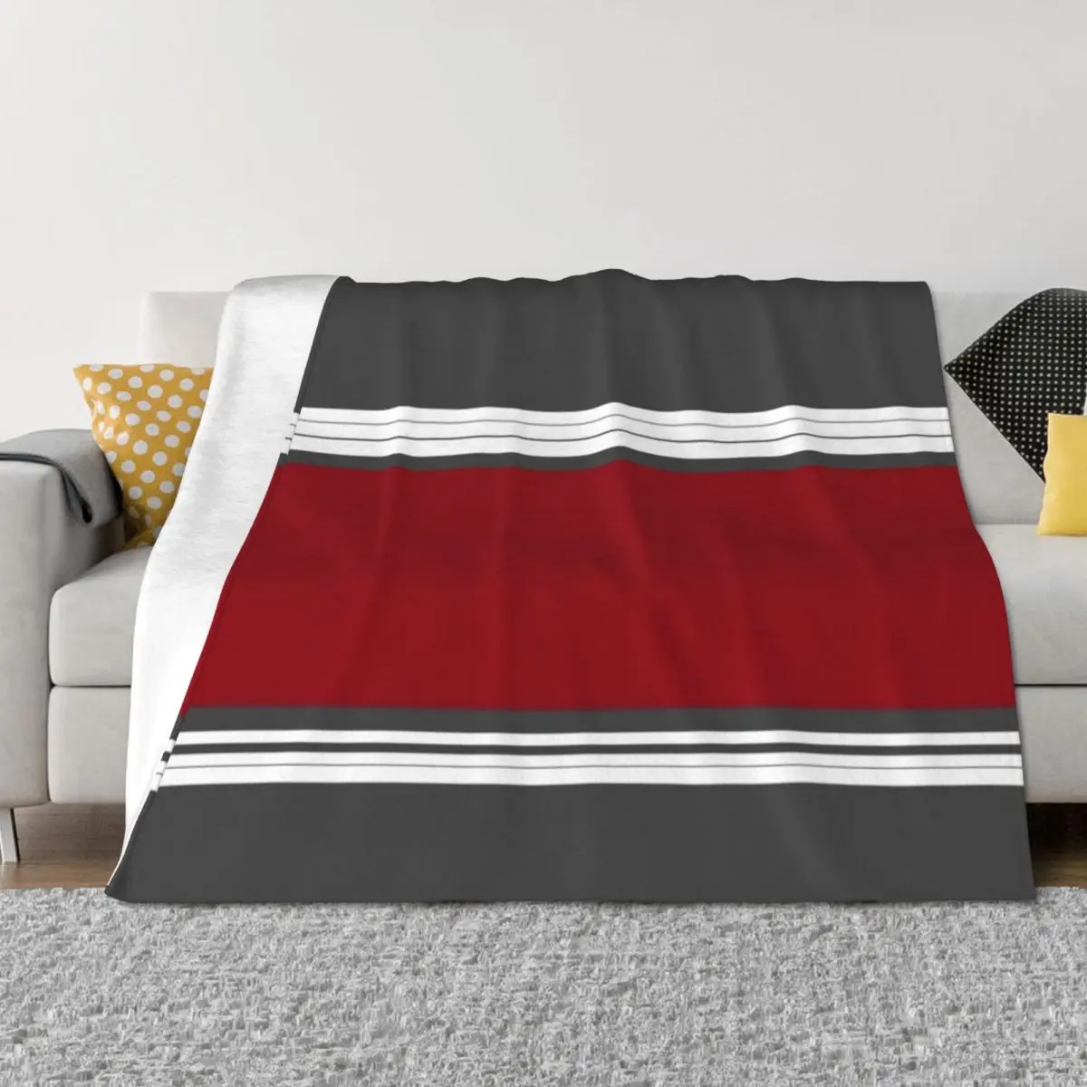 

Gray and red stripes Throw Blanket Plush Warm Luxury St Vintage Blankets