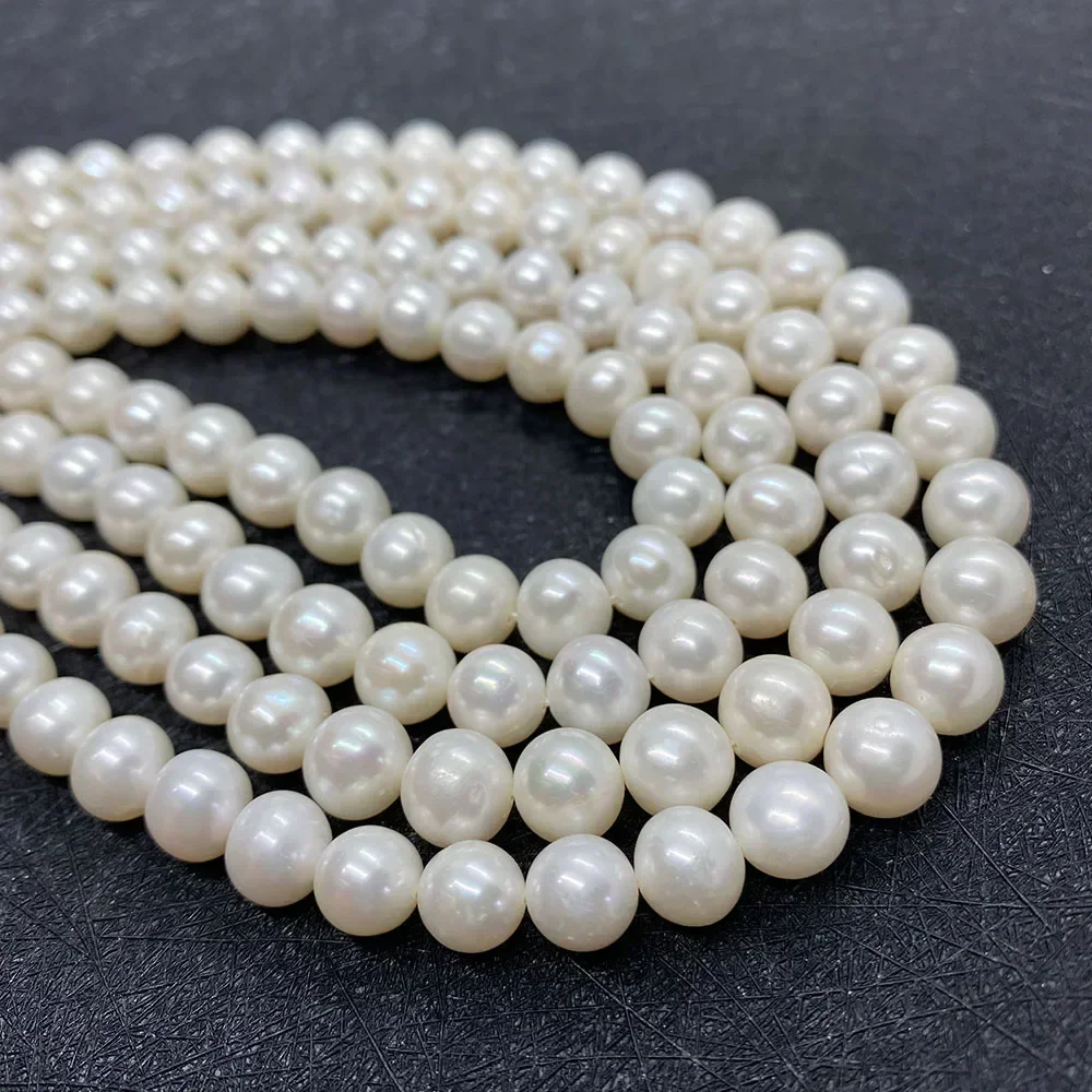 Grade AA High-quality Pearl Beads 100% Natural Freshwater  White Round 10mm Bead Jewelry Making DIY Necklace Earring