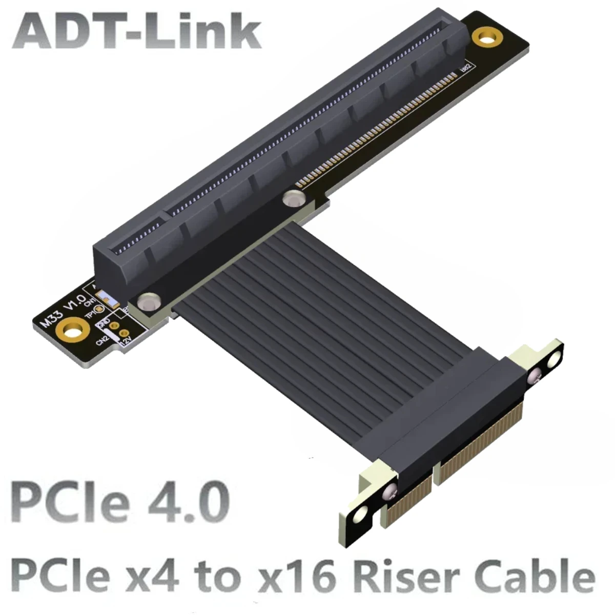 PCI-E 4.0 X4 to X16 Riser Jumper Cable for Capture Card RAID SSD Gigabit LAN USB Cards Graphics Card Extension 90° 180° 270° GPU