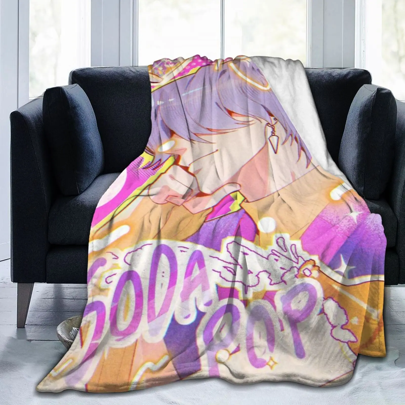 โซดาป๊อป ซาจาบอยส์ โคซี่ผ้าห่มผ้าสักหลาดนุ่มพิเศษ,ยอดนิยม KPOP Demon Hunter อะนิเมะผ้าห่มอุ่นสำหรับห้องนั่งเล่น,ตกแต่งบ้าน