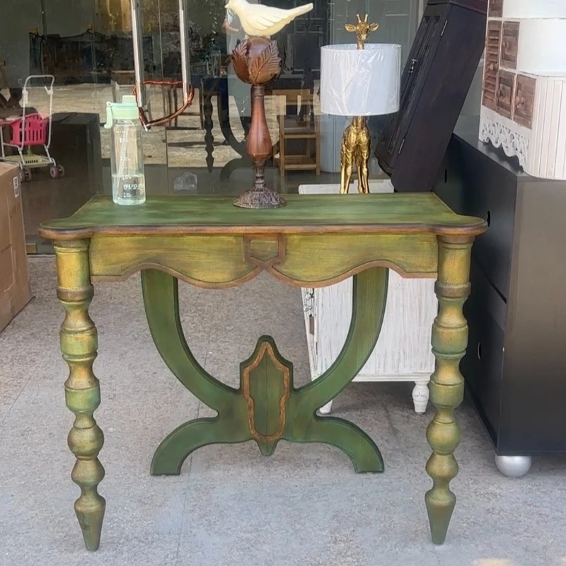 طاولة زينة مكتبية للشرفة منقوشة باللون الأخضر الأمريكي الفرنسي وأثاث على الطراز الأوروبي العتيق #1