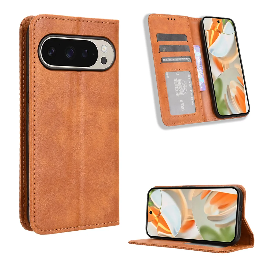 

Wallet With Card Slot Photo Frame Stand Magnetic Flip Leather Case For Google Pixel 10 9 9A 8 8A 7 6 Pro XL Anti-fall Cover