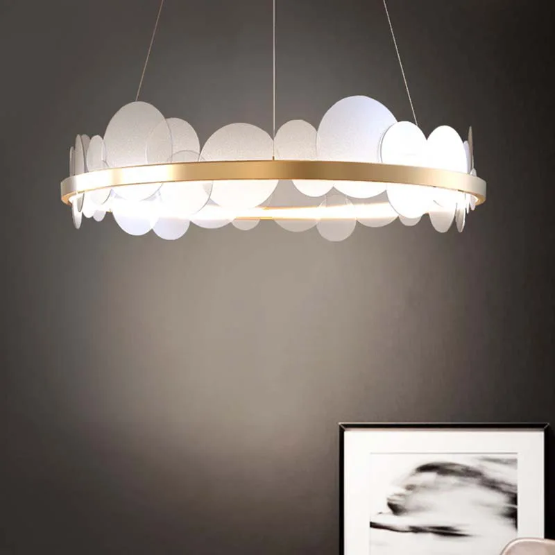 Nordic Minimalist Style Iron Art Annular Pendant Lights Living Room Dining Hall Kitchen Study Cafe Indoor Soft Atmosphere Lamps