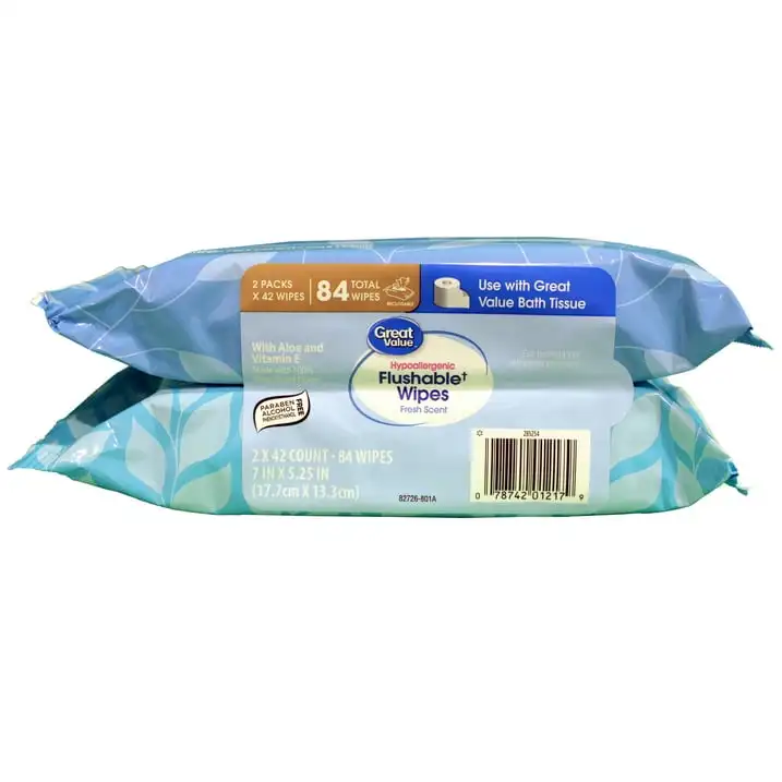 Flushable Wet Wipes, Fresh Scent, 2 Packs of 42 Wipes, 84 Total Wipes