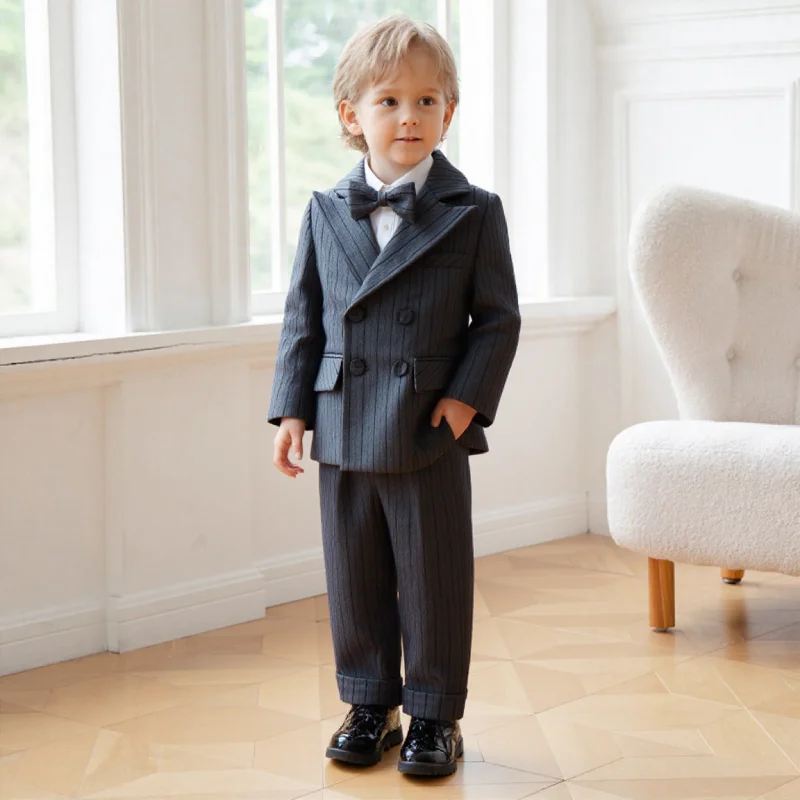 

Kids Spring Autumn Formal Wedding Party Suit Flower Boys Photography Dress Children's Birthday Performance Host Prom Outfit