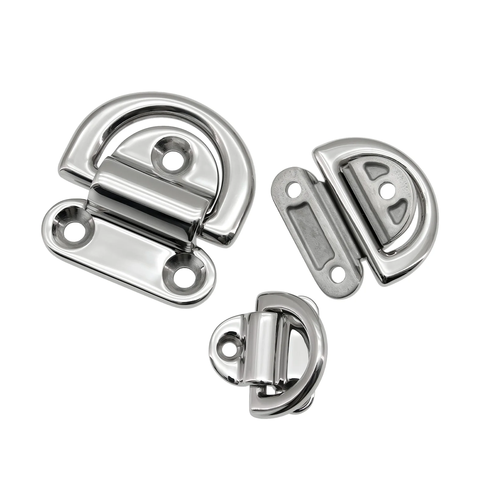 6/8/10mm Stainless Steel 316 D Ring Deck Folding Pad Eye Lashing Tie Down Cleat For Marine Yacht Boat D Ring Deck Staple Cleat