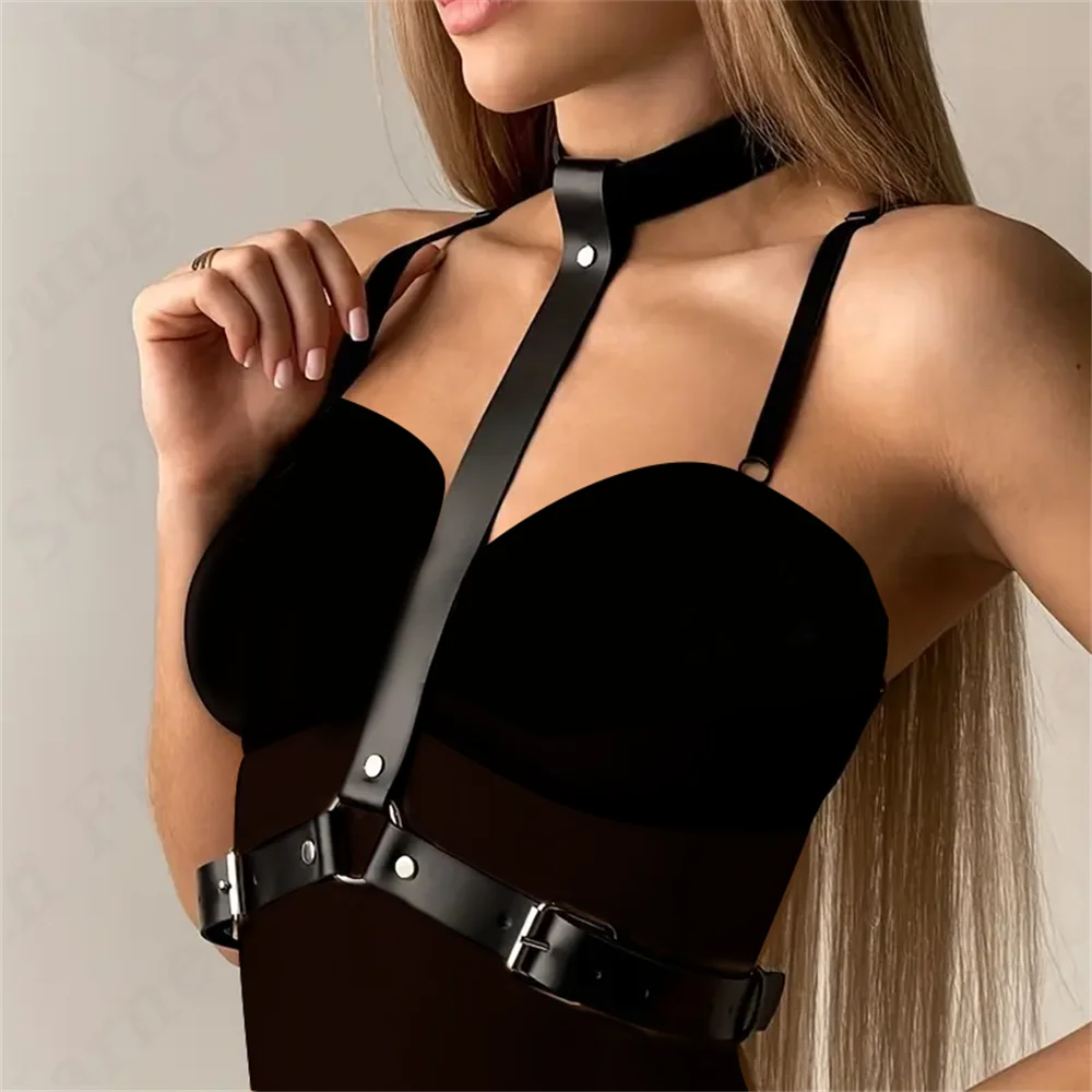 Women Sexy PU Leather Harness Etrico Lingerie Body Bondage Suspender  Stockings Garter Rave Sword Belt Gothic Clothes Belt