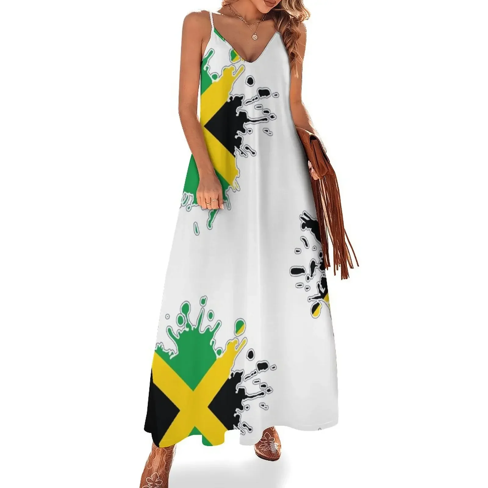 

Jamaican National Flag Splash Sleeveless Dress sexy short dresses daring summer dresses for women 2024 Dress