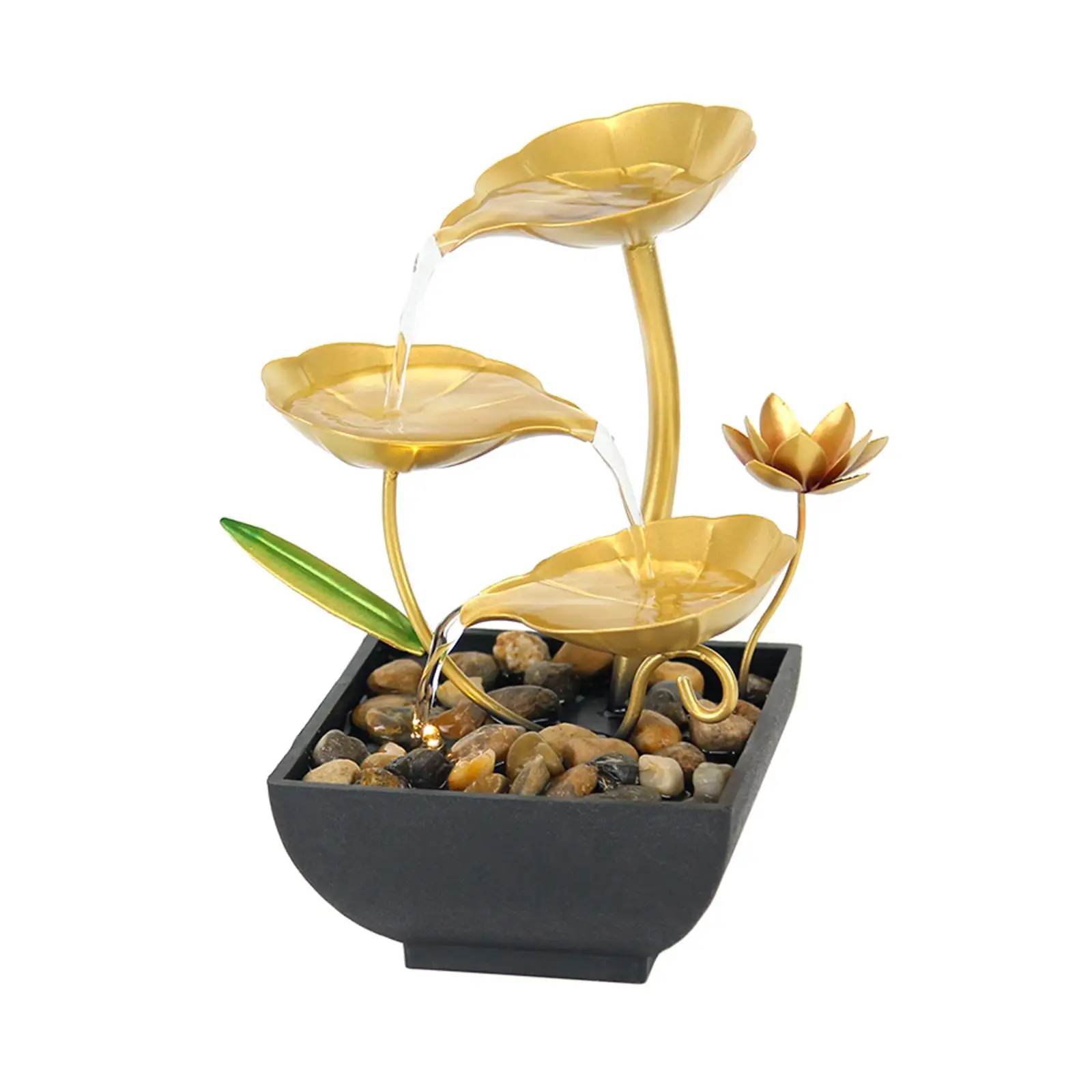 Iron Desktop Waterfall Fountain 3 Tier Circulating Fountain for Living Room Bedroom Zen Decor