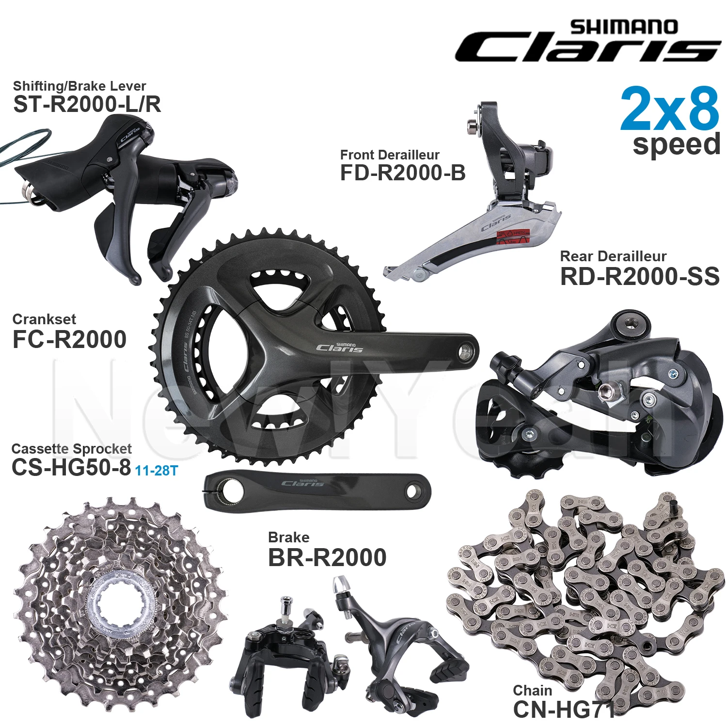 Shimano Claris 2x8 コンポセット Shimano Claris 2 x 8 Speed Gravel Disc Groupset – Sport & Leisure