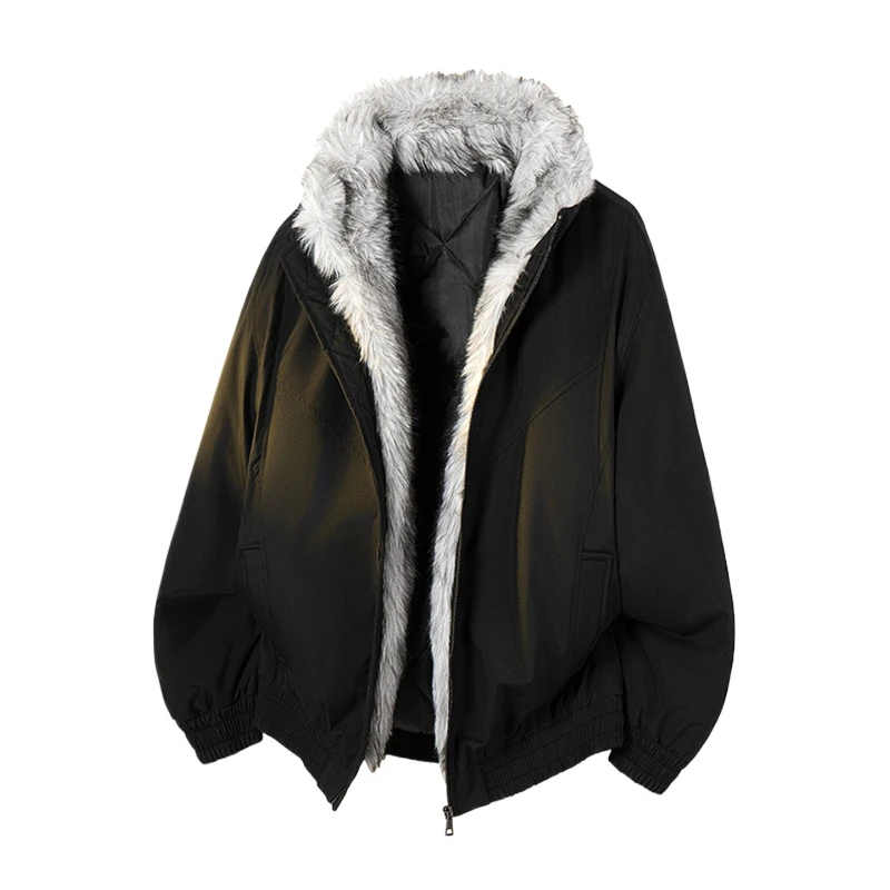 

Vintage Jacket Man Winter Fur Collar Warm Parkas Coat Women American Designer Fashion Retro Harajuku Jacket Baggy 90s Original