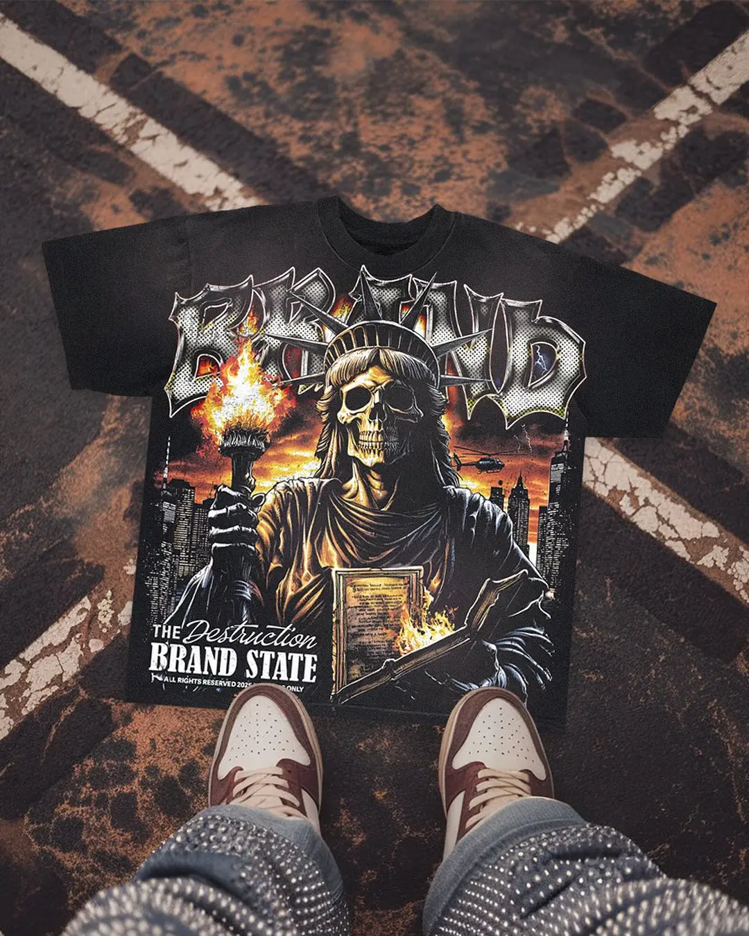 

Череп Статуя Свободы, футболки премиум-класса с графическим рисунком, уличная одежда большого размера, топы с короткими рукавами y2k, готическая футболка в стиле Харадзюку, мужская одежда