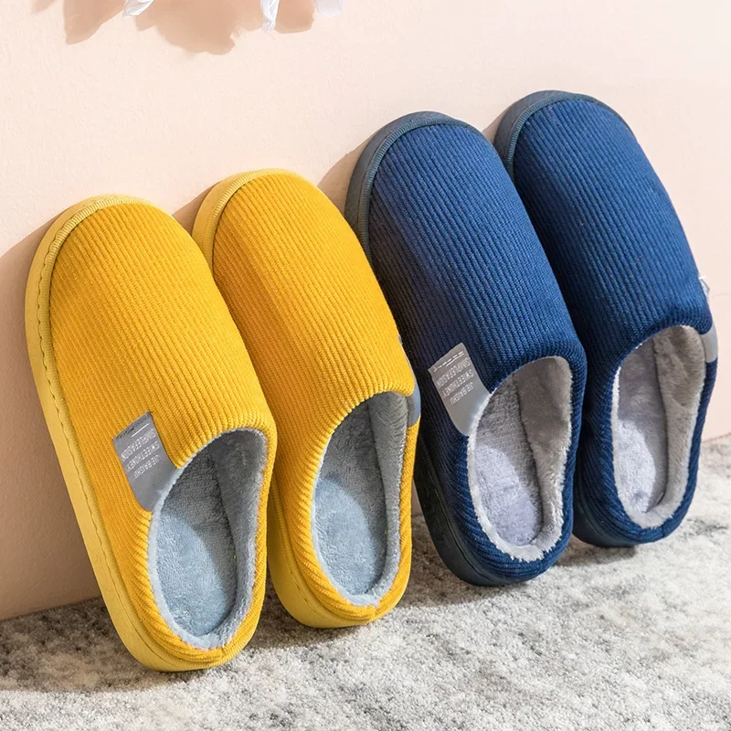 Women's Men's Cotton Slippers Thick Flats Soft Bottom Home Slippers Non Slip Plush Thermal Indoor Winter Slipper Zapatos Mujer44