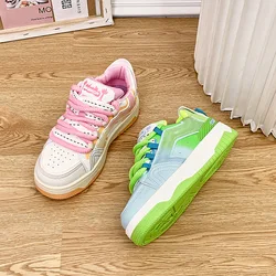 Mandarin Duck Collision Colour Heightening Board Shoes Women Casual Sneakers Platform New Walking Running  Lace-up Tennis Shoes