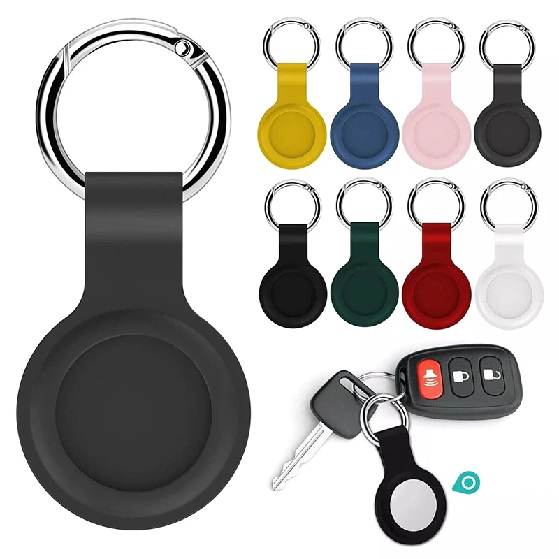 Silicone Cover for AirTags Durable Anti-Scratch Protective Skin Cover with Anti-Losing Keychain Ring Accessory Compatible Airtag