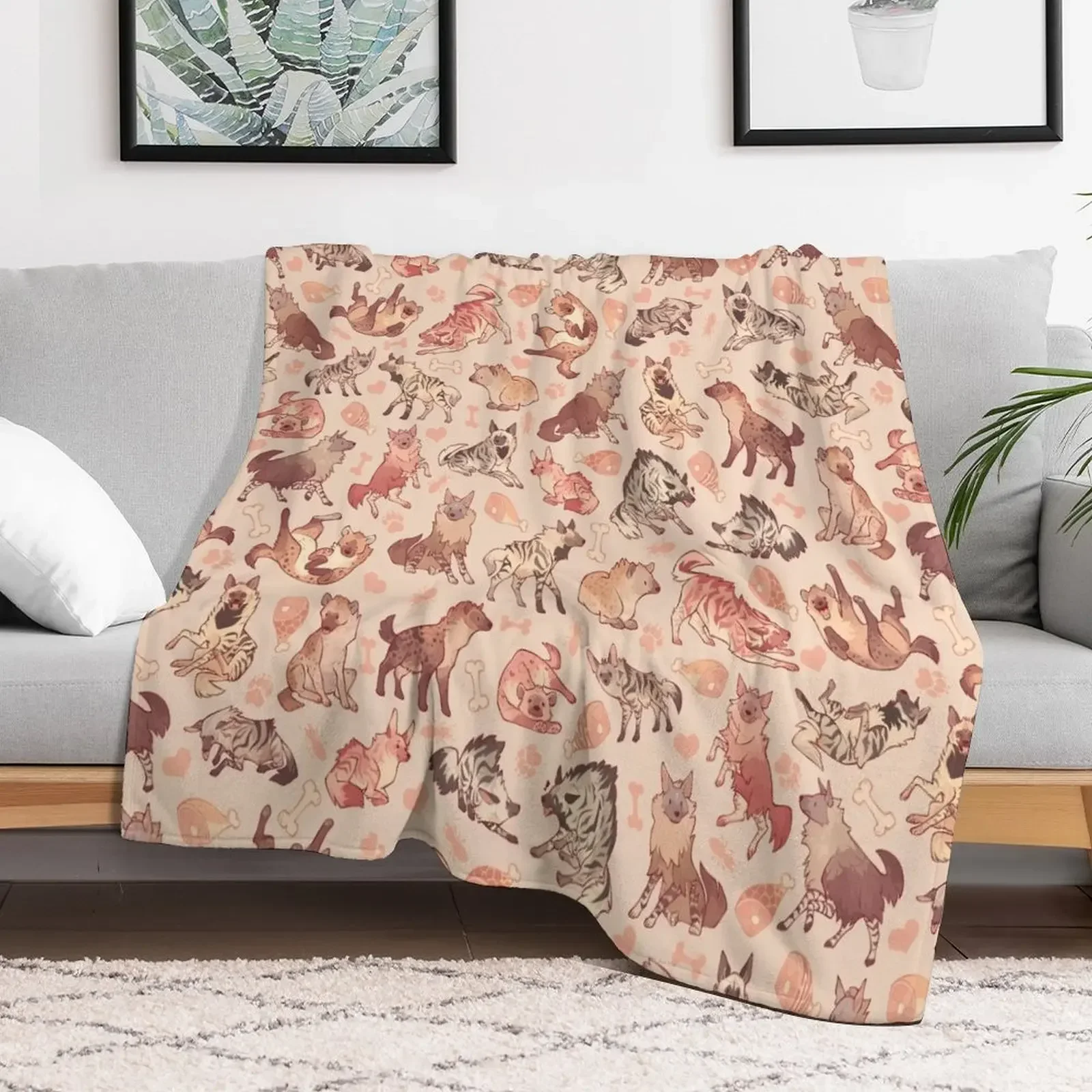 

Hyenas in creamy orange Throw Blanket Travel Polar Blankets