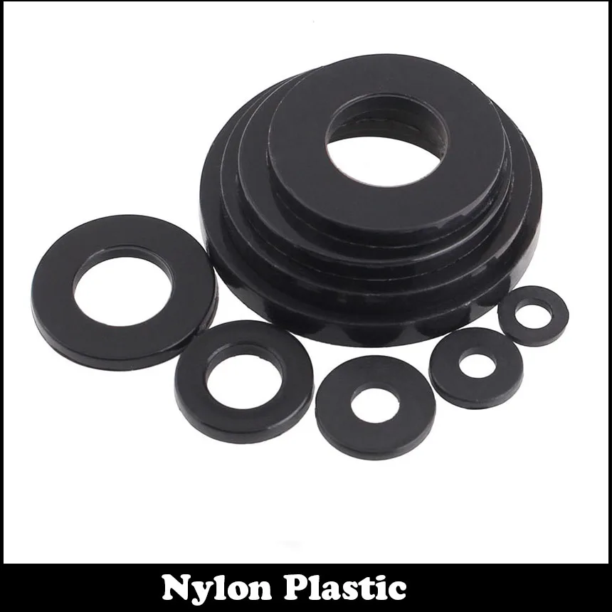 90pcs M4 M4*10*1 M4X10X1 Black Nylon Plastic Plain Gasket Insulating  Flat Washer