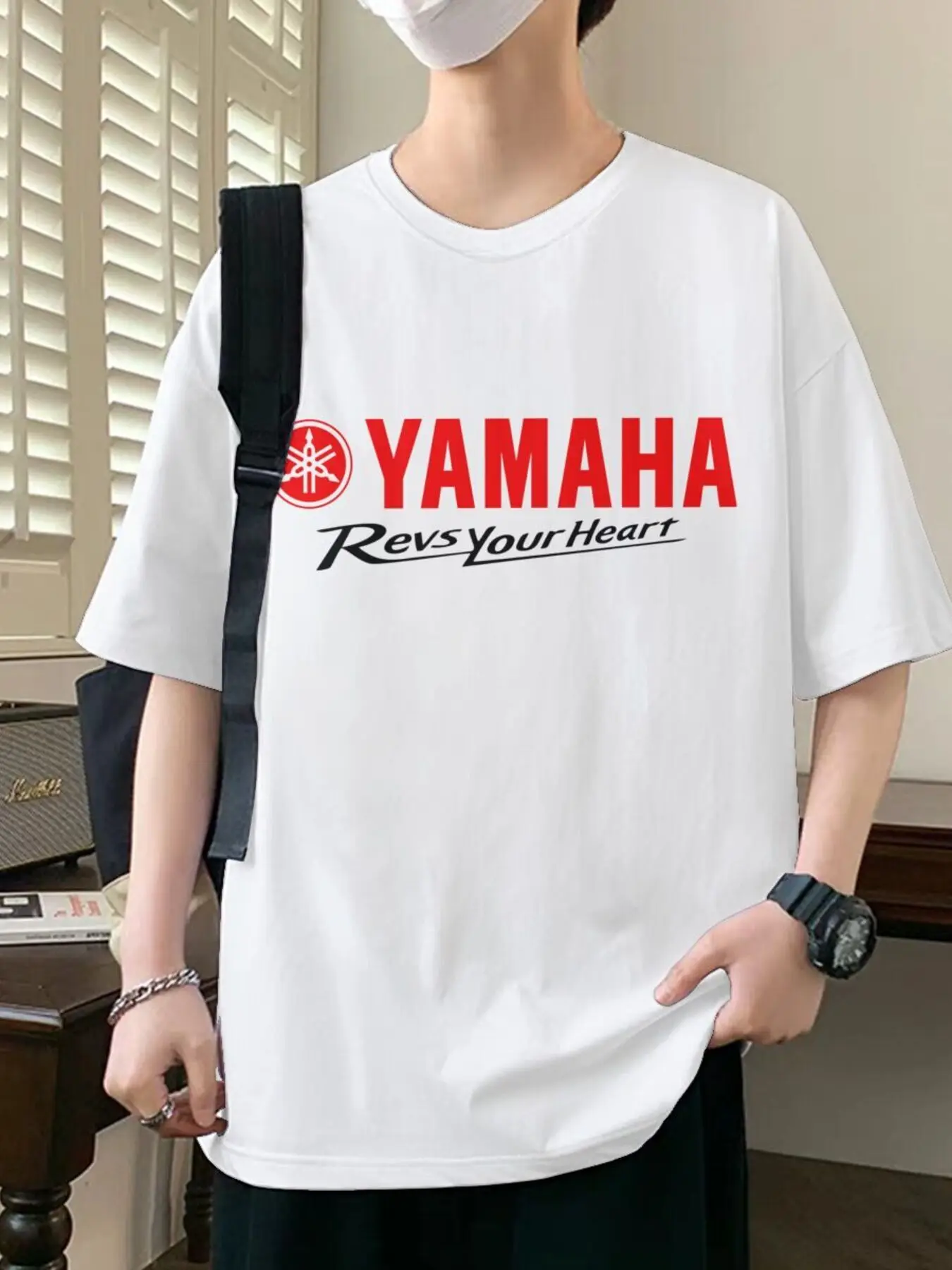 تي شيرت ياماها برسومات كبيرة الحجم للرجال - قميص صيفي كاجوال بأكمام قصيرة ورقبة دائرية #6