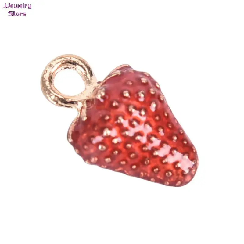 Fashion 10pcs 3D Simulation Strawberry Fruit Charms Pendant Beads DIY Bracelets Necklace Earrings For Women Jewelry Finding Gift