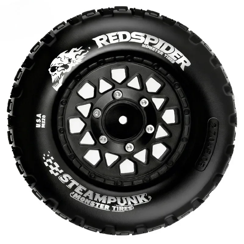 4 stuks 128mm 1/10 Monster Stunt Truck algemene Band 12mm en 14mm Hex voor TRXS MAXX ARRMA Graniet KRATON Outcast Tamiya Losi Rood