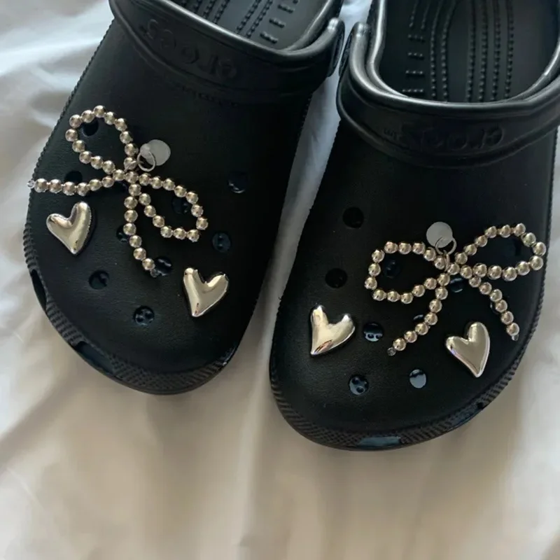 

Korean Sle Sweet Cool Silver Bead Knot Heart aped oe Laces Hole Hole oe Bules DIY Accory for oes
