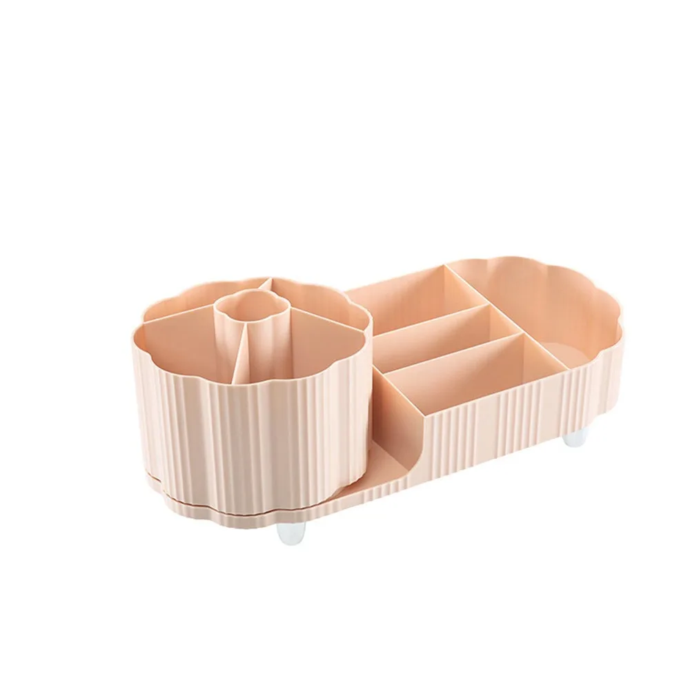 

Plastic Cosmetic Storage Box 360° Rotating Large Capacity Makeup Brushes Holder Anti-slip Space Saving Cosmetic Display Case