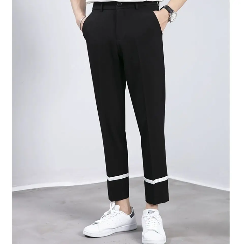 

2023 Spring Autumn New Solid High Quality Suit Pant Men Slim Fit Casual Office Formal Social Casual Long Straight Trousers K25