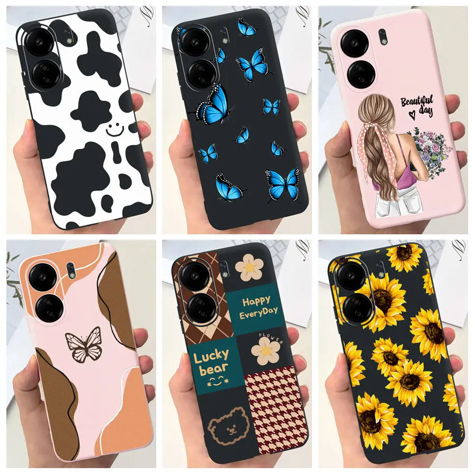 For Cover Xiaomi Redmi 13C 4G 5G Case Luxury Women Fashion Jelly Girly Coque Capas For Redmi13c 5G 13 C Soft TPU Silicone Fundas