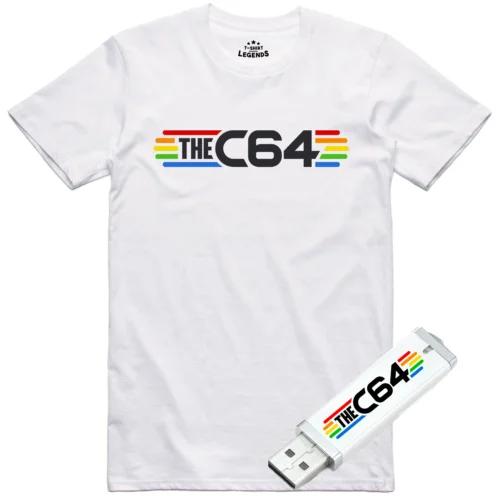 C64 T Shirt 8 GB USB Stick Bundle Retro Mens Computer Logo 8 Bit Gamer Tee