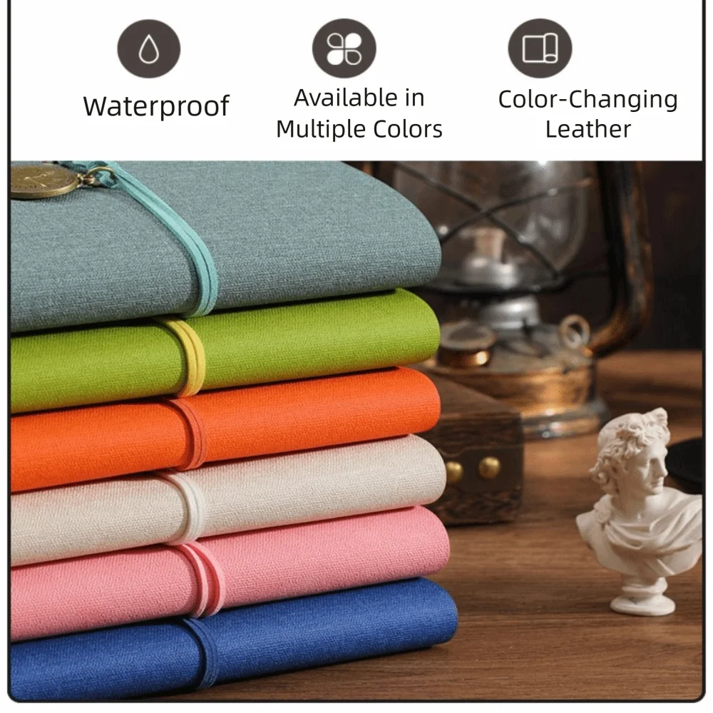 レトロスタイル A6 ステッカーブック 6穴 フリップデザイン フリップノート 再利用可能なレトロスパイラルノートブック トラベル