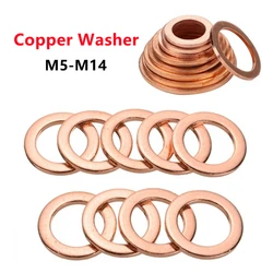 Copper Washer for Oil Sump Plug M5 M6 M8 M10 M12 M14 Sealing Solid Washer Flat Seal Gasket Ring Gasket Flat Seal Ring Fitting