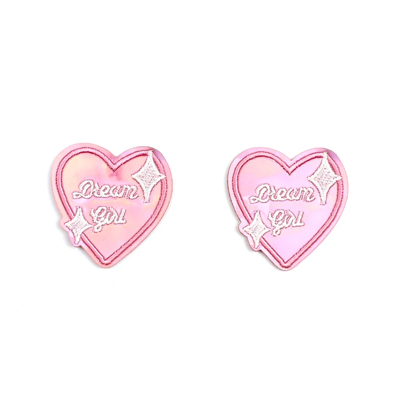 10pcs Cartoon Pink Dream Girl Patches Iron On Stickers For Clothes DIY Fabric Appliques Sew On Clothing Jackets Clothing Badge