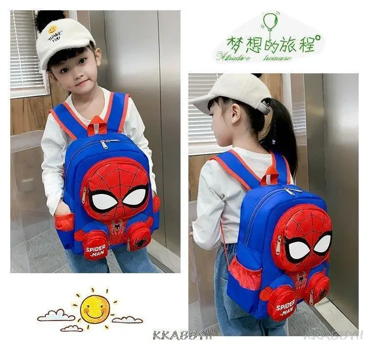 Mochila Anime do Homem Aranha Cartoon para Crianças, Bolsa de Jardim de Infância, Mochila Estudantil para Meninas e Meninos, 3-6 Anos