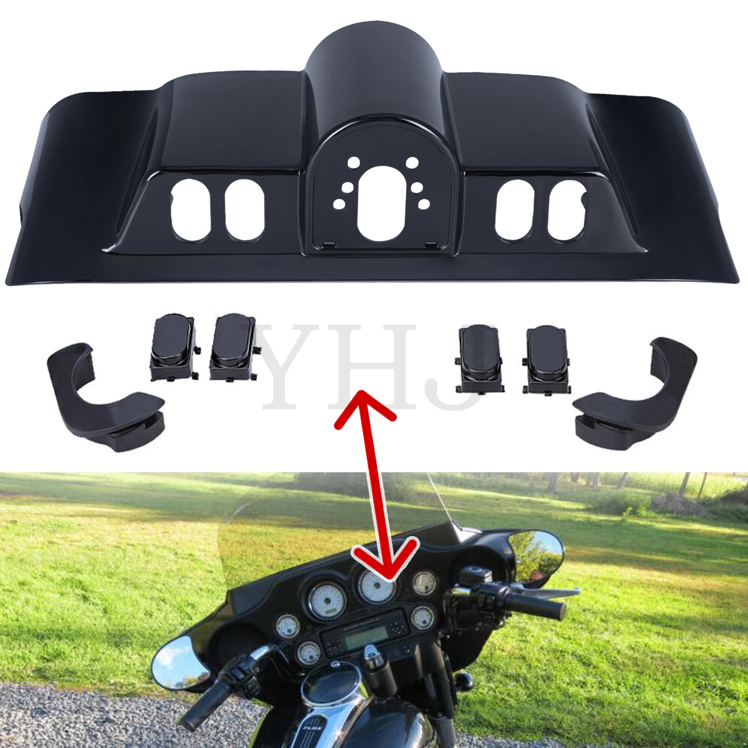 

Fairing Switch Panel Dash Accent Cover For Harley Motorcycle Touring Electra Street Glide 1996-2013 Glossy Black