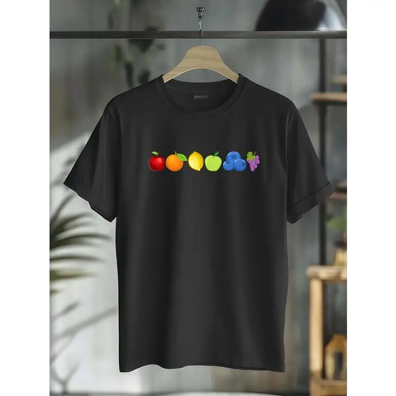 

Minimalist Fruit T-Shirt for Women, Rainbow Fruit Print Tee, Cute Healthy Foodie Shirt, Pride Month LGBTQ+ Subtly Expressed