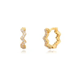 TIANDE Gold Color Wave Shape Hoop Earrings for Women Exquisite Zircon Piercing Geometry Huggie Earrings 2023 Jewelry Wholesale