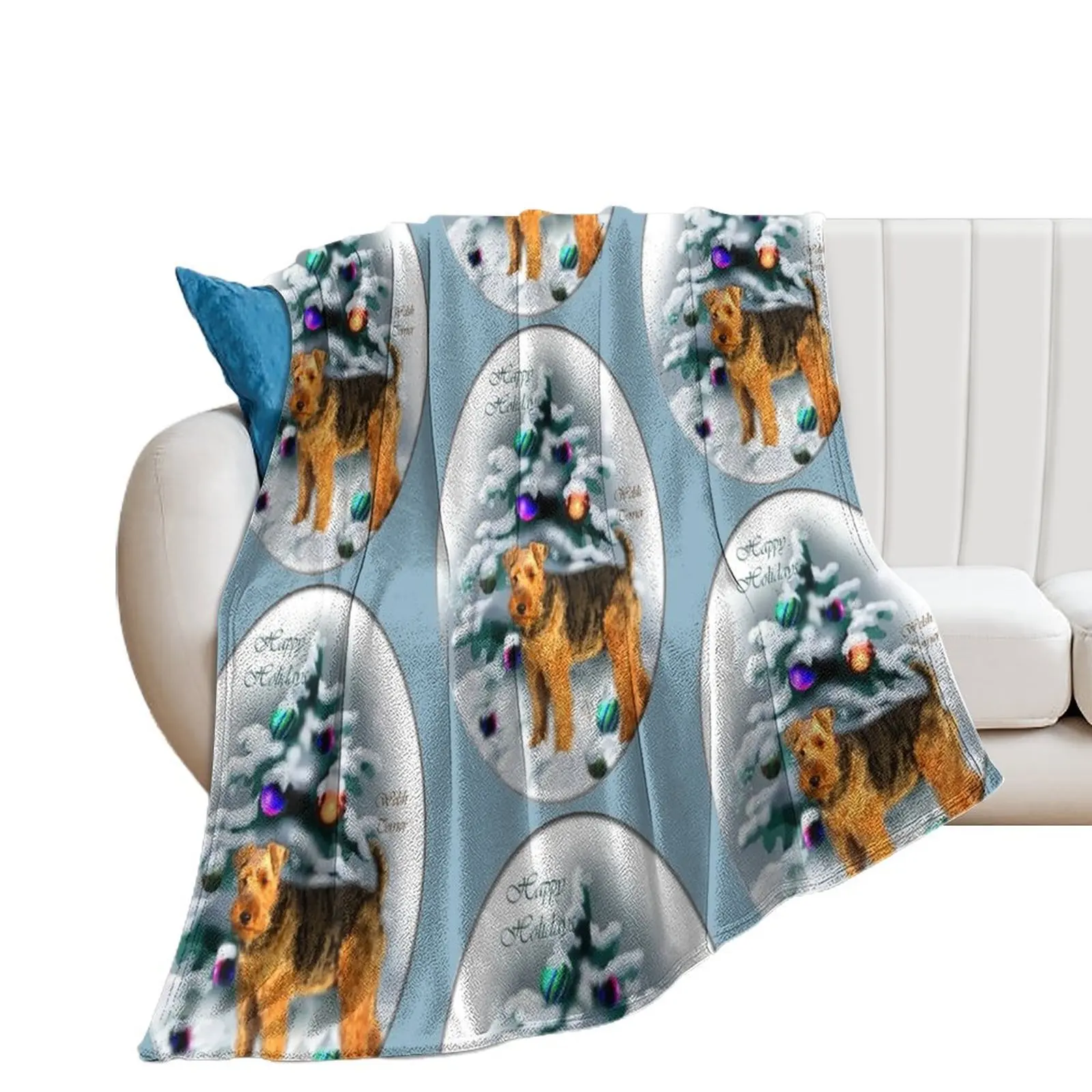 

Welsh Terrier Christmas Gifts Throw Blanket Custom decorative Soft Plush Plaid Blankets