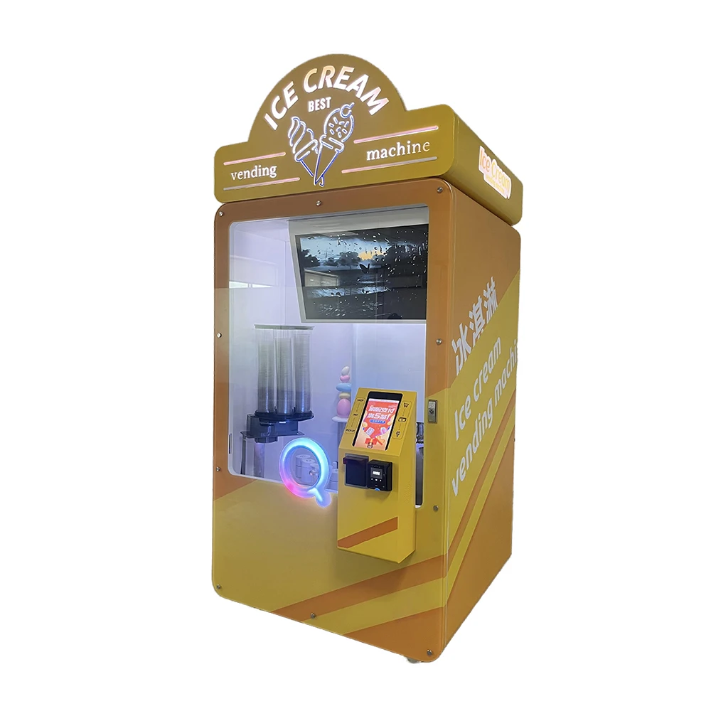 Customized Outdoor Smart Ice Cream Machine New Commercial Automatic Soft Ice Cream Vending Machine